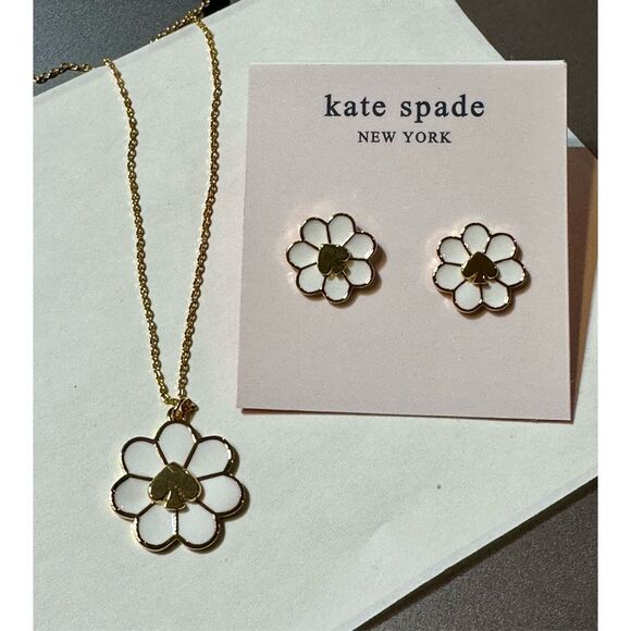 Kate Spade NWT necklace and earrings set - Daytripper white and gold flower - Picture 3 of 12